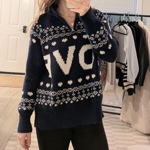 Aerie Navy and White Patterned Women's Sweater